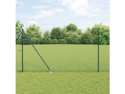 Hexagonální plot vidaXL Zelený 1,6x50 m Ocel, Sloupky plotu vidaXL s hrotem 13 ks Ø32 mm 180 cm Pozinkovaná ocel 3353146