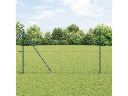 Hexagonální plot vidaXL Zelený 1,6x100 m Ocel, Sloupky plotu vidaXL s hrotem 13 ks Ø32 mm 180 cm Galvanizovaná ocel 3353182