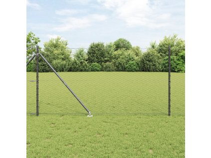 Hexagonální plot vidaXL Šedý 1,2x100 m Ocel, Plotové sloupky vidaXL se špičkou 13 ks Ø32 mm 140 cm Zinkovaná ocel 3353313