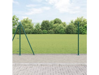 Hexagonální plot vidaXL Zelený 1,2x10 m Ocel, Plotové sloupy vidaXL se základními deskami 7 ks Ø32mm 68,5cm Pozinkovaná ocel 3353484