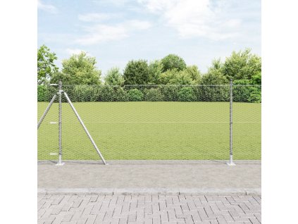 Hexagonální plot vidaXL 0.8x100 m z pozinkované oceli, Sloupky plotu vidaXL s podstavnými deskami 13 ks Ø32mm 90cm z pozinkované oceli 3353867