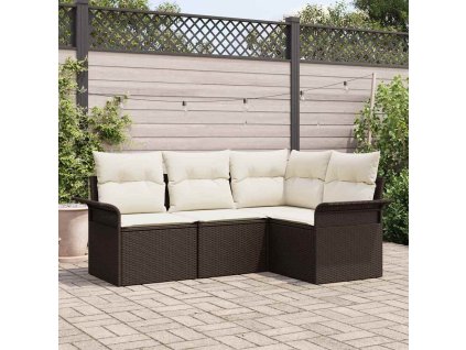 Sada zahradních pohovek s úložištěm 4 pcs Hnědá polyratan 3354007