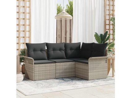 Sada zahradních pohovek s úložištěm 4 pcs Světle šedá polyratan 3354011