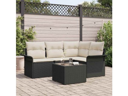 Sada zahradních pohovek s úložištěm 5 pcs Černá polyratan 3354016