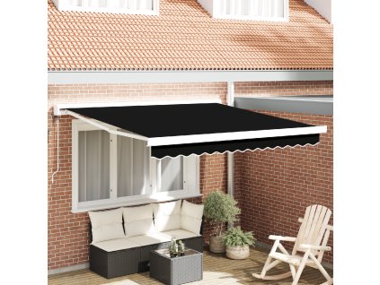 Automatická výsuvná markýza vidaXL černá 350x250 cm, Náhradní látka markýzy vidaXL pro rám 3.5x2.5 m černá 3330334