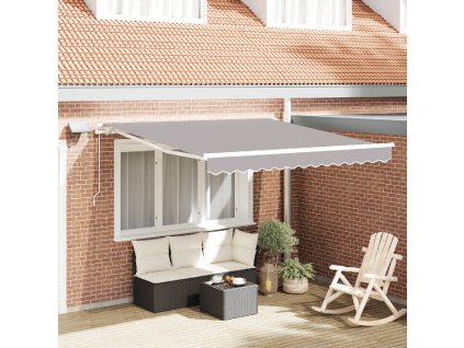 Manuální vysouvací markýza s LED světlem světle šedá 350x250 cm 3330376