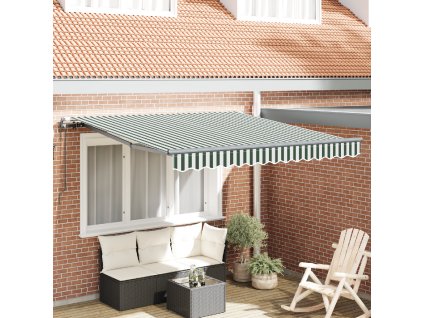 Automatická zasouvací markýza Zelená a bílá 350x250 cm 3330471