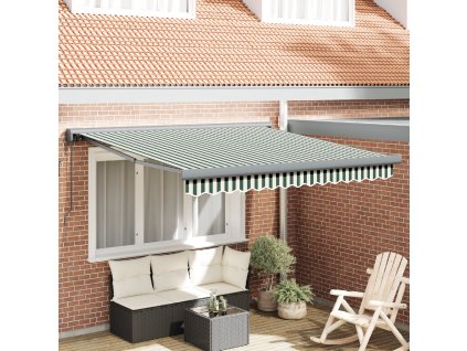 Automatická vysouvací markýza zelená a bílá 350x250 cm 3330480