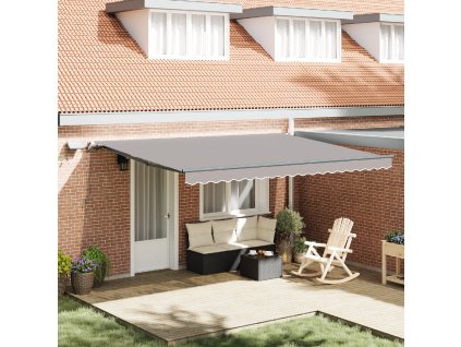 Manuální výsuvná markýza vidaXL s LED světlem světle šedá 450x350 cm, Náhradní látka markýzy vidaXL pro rám 4.5x3.5 m světle šedá 3331150