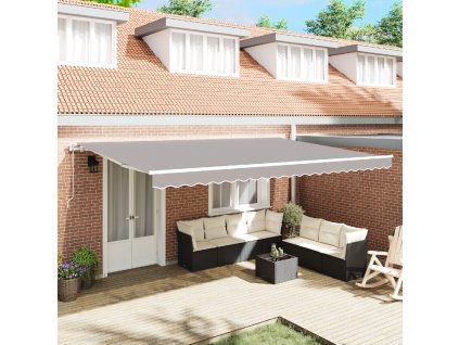 Automatická výsuvná markýza vidaXL Světle šedá 500x300 cm, Náhradní látka pro markýzu vidaXL na rám 5x3 m Světle šedá 3331371