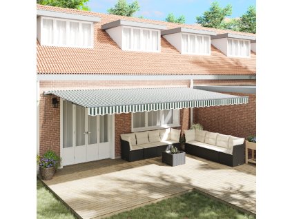 Automatická zasouvací markýza vidaXL Zelená a Bílá 600x350 cm, Náhradní tkanina pro markýzu vidaXL 6x3.5 m Zelená a Bílá 3331811