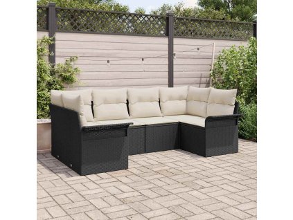 Sada zahradních pohovek s polštářem 6 pcs Černá Poly ratan 3354166