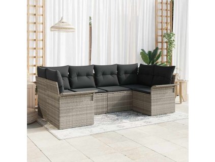 Sada zahradních pohovek 6 pcs Světle šedá Poly ratan 3354171