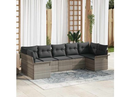 Sada zahradních pohovek 7 pcs Světle šedá Poly ratan 3354181