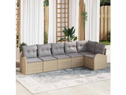 Sada zahradních pohovek 6 pcs Béžová a Světle šedá polyratan 3354729