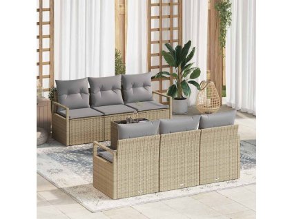 Sada zahradních pohovek 7 pcs Beige a šedá polyratan 3354939