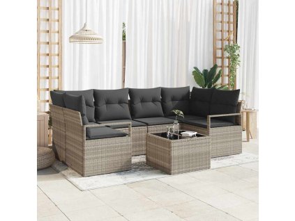 Sada zahradních pohovek 7 pcs Světlá šedá a tmavá šedá 3354951