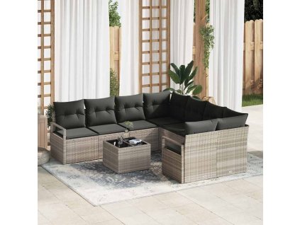 Set pohovek 9 pcs Světlá šedá a tmavá šedá polyratan 3354991