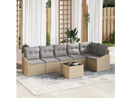 Zahradní jídelní souprava 7 pcs Béžová a Světle šedá 3355419