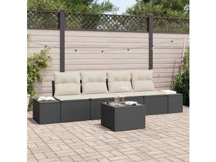 Sada zahradních pohovek 5 pcs Černá a krémová polyratan 3355596