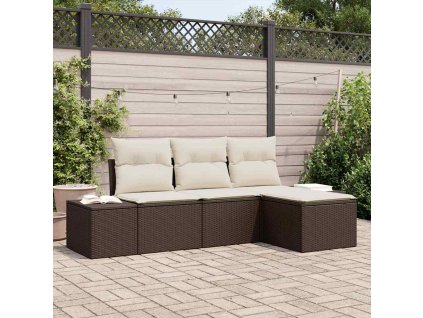 Sada zahradních pohovek 4 pcs Hnědá a krémová polyratan 3355677