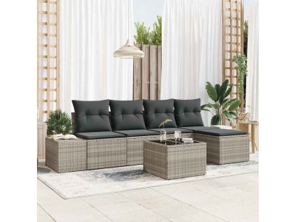 Sada zahradních pohovek s polštářem 5 pcs Světle šedá polyratan 3355701