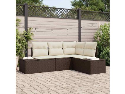 Sada zahradních pohovek 4 pcs Hnědá a krémová polyratan 3355707