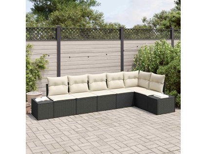 Sada zahradních pohovek s polštářem 6 pcs Černá a krémová 3355746