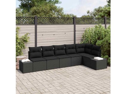 Sada zahradních pohovek s polštářem 6 pcs Černá polyratan 3355752