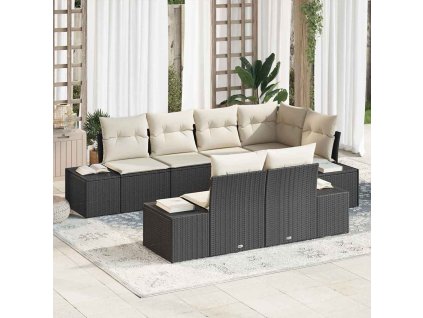 Sada zahradních pohovek 7 pcs Černá a krémová polyratan 3355766