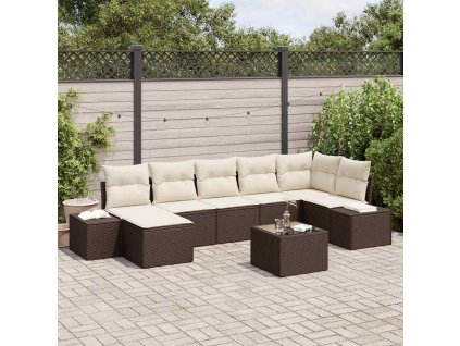 Sada zahradních pohovek s polštářem 7 pcs Hnědá polyratan 3355827