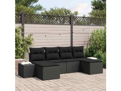 Sada zahradních pohovek s polštářem 4 pcs Černá polyratan 3355842