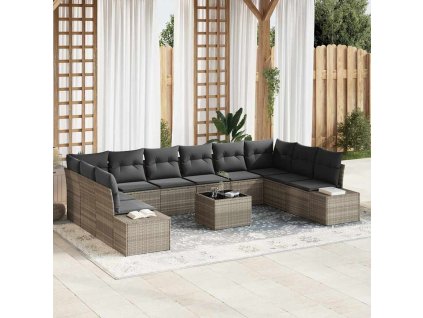 Sada zahradních pohovek 10 pcs Světle šedá Polyratan 3355921