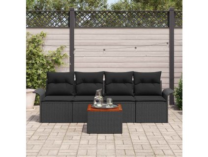 Sada zahradních pohovek s úložištěm 5 pcs Černá polyratan 3355930