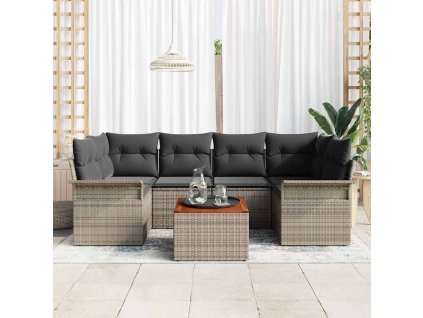 Sada zahradních pohovek s polštářem s úložištěm 7 pcs Šedá 3355948