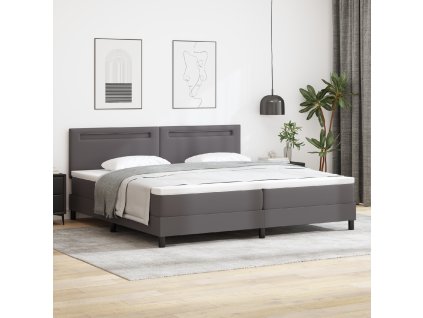 Postel s boxspringem vidaXL s matrací šedá 200x200 cm z umělé kůže, Čelní deska vidaXL jednoduchý design šedá 200 cm z umělé kůže 3339066