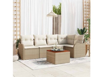 Sada zahradních pohovek 6 pcs Béžovo-bílá 3356125