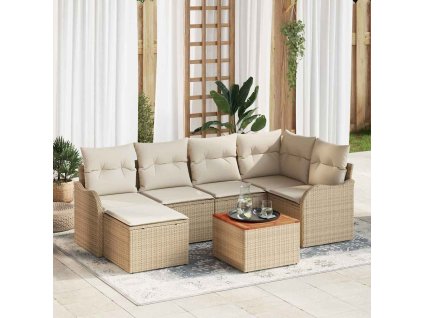 Sada zahradních pohovek 7 pcs Béžovo-bílá 3356146