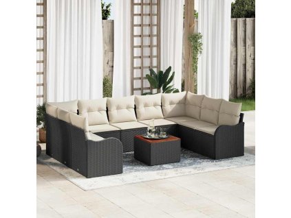 Sada zahradních pohovek 10 pcs Černá a bílá 3356164