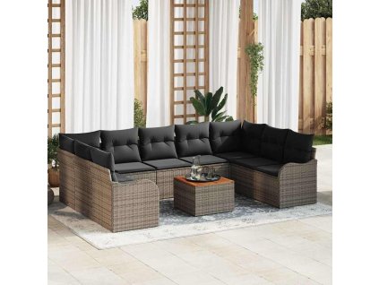 Sada zahradních pohovek 10 pcs Šedá 3356165