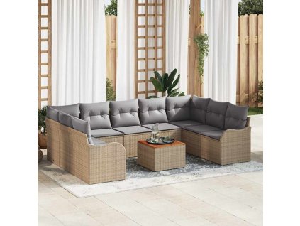Zahradní pohovka set 10 pcs béžová a světle šedá 3356166