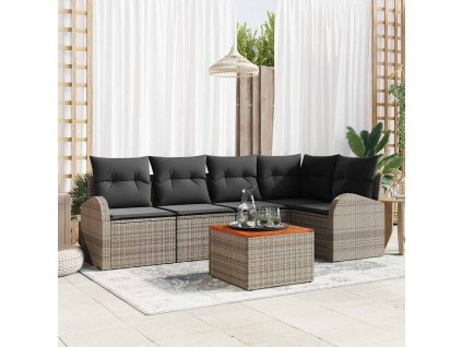 Sada zahradních pohovek s úložištěm 6 pcs Šedá polyratan 3356249