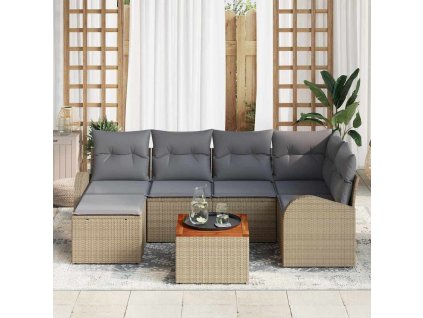 Sada zahradních pohovek 7 pcs béžová a světle šedá 3356271