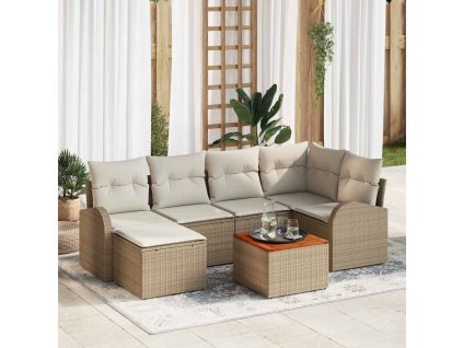 Sada zahradních pohovek 7 pcs Béžovo-bílá 3356272