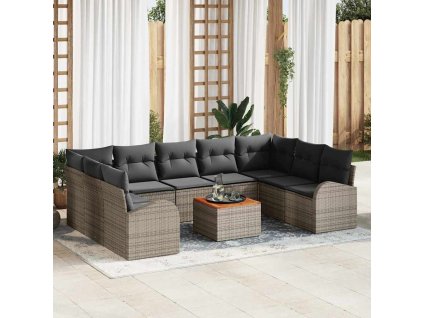 Sada zahradních pohovek 10 pcs Šedá 3356291