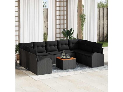 Sada zahradních pohovek 10 pcs Černá 3356294