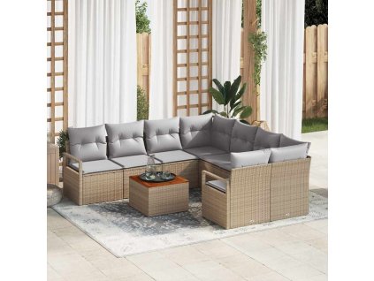 Sada zahradních pohovek 9 pcs Béžová a Světle šedá polyratan 3356355