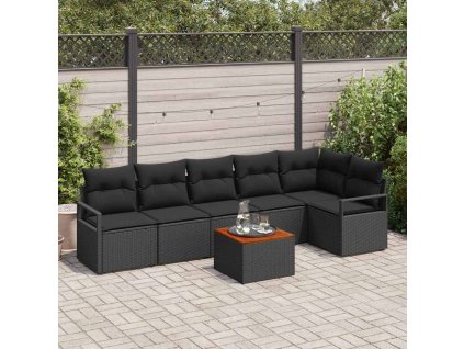 Sada zahradních pohovek 7 pcs Černá 3356385