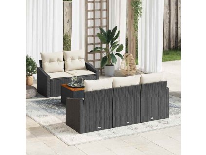 Sada zahradních pohovek 6 pcs Černá a krémová polyratan 3356437