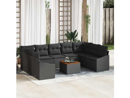 Sada zahradních pohovek s úložištěm 10 pcs Černá polyratan 3356546